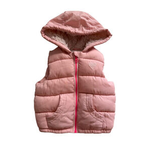 Baby Girls Zara BabyGirl Vest 6-9 Months Pink Puffer Hooded